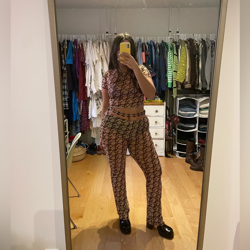 Guess Brown Logo Mesh Two Piece